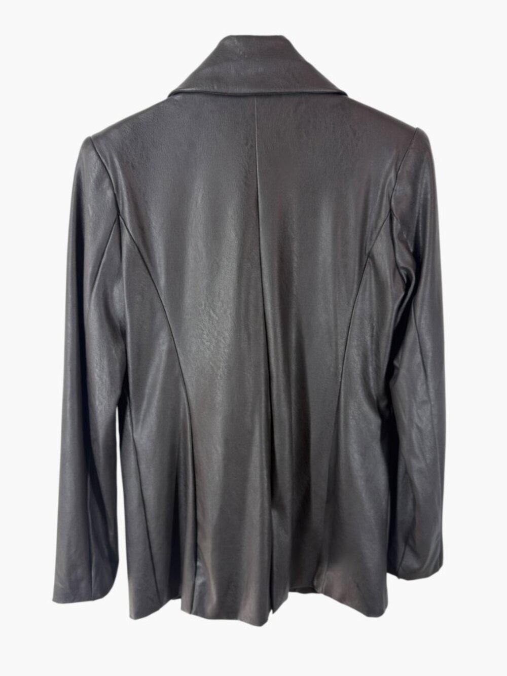 Naked Wardrobe Faux Leather Blazer Brown Jacket Size M Hook Closure - Picture 3 of 9